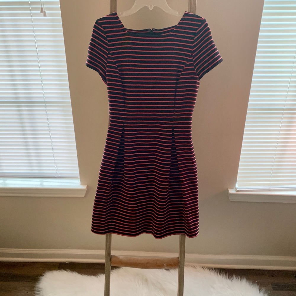 Talbots pink and black striped dress